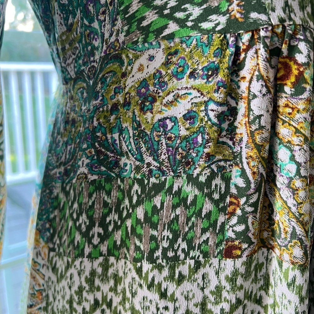 Anthropologie Green Long Sleeve Sundress Silk Kimono Dress NWT - Picture 11 of 14
